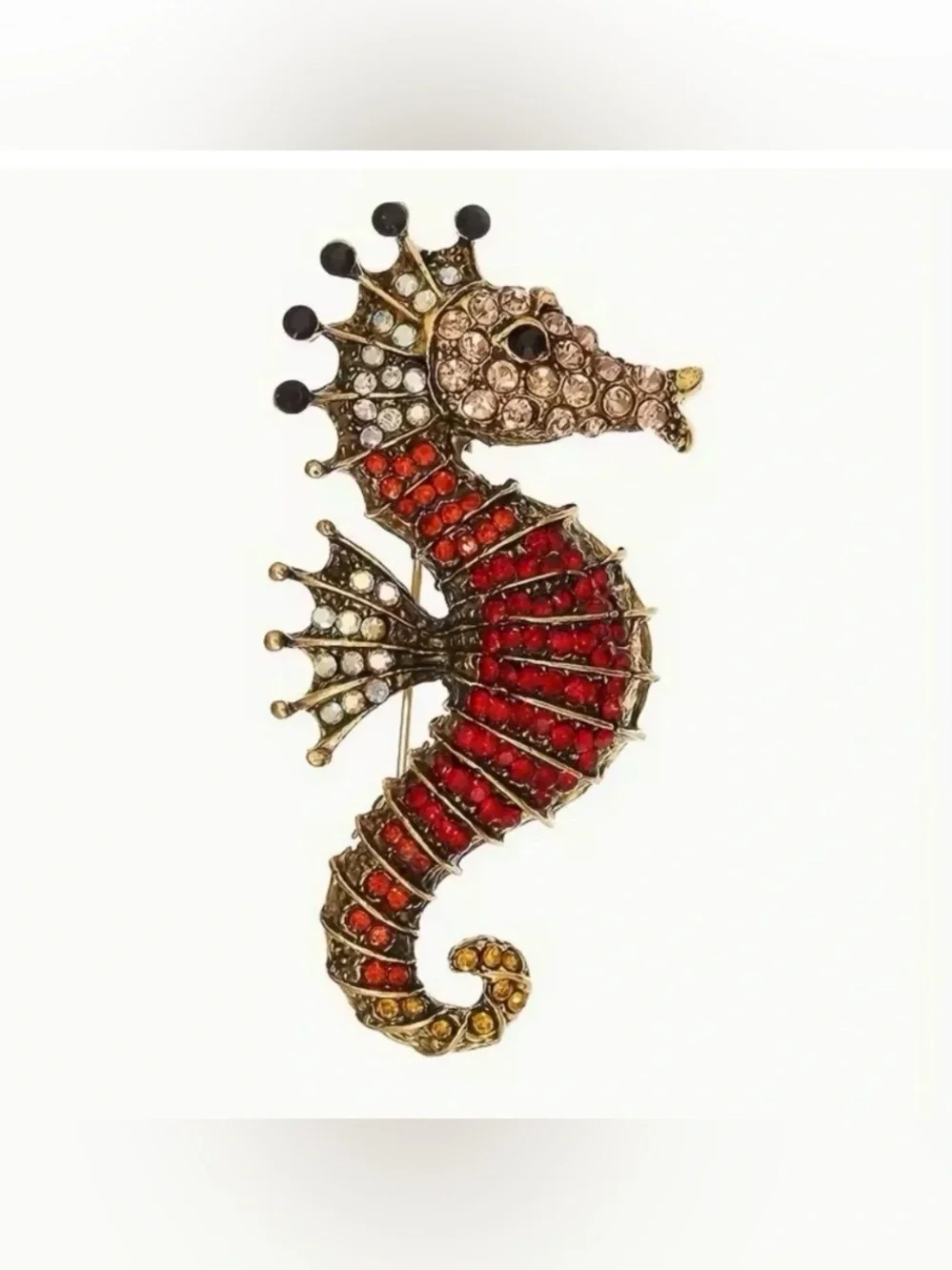 Seahorse Rhinestone Encrusted Brooch Gorgeous New
